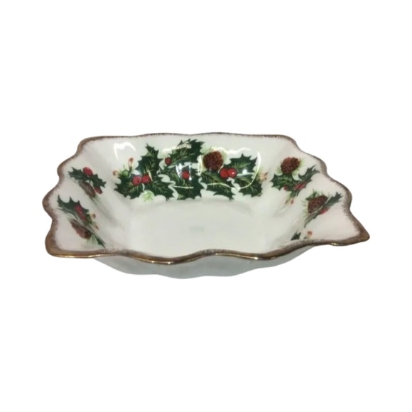 Queens Rosina Fine Bone China Yuletide 5" Bon Bon Trinket Square Scalloped Dish - Picture 4 of 8